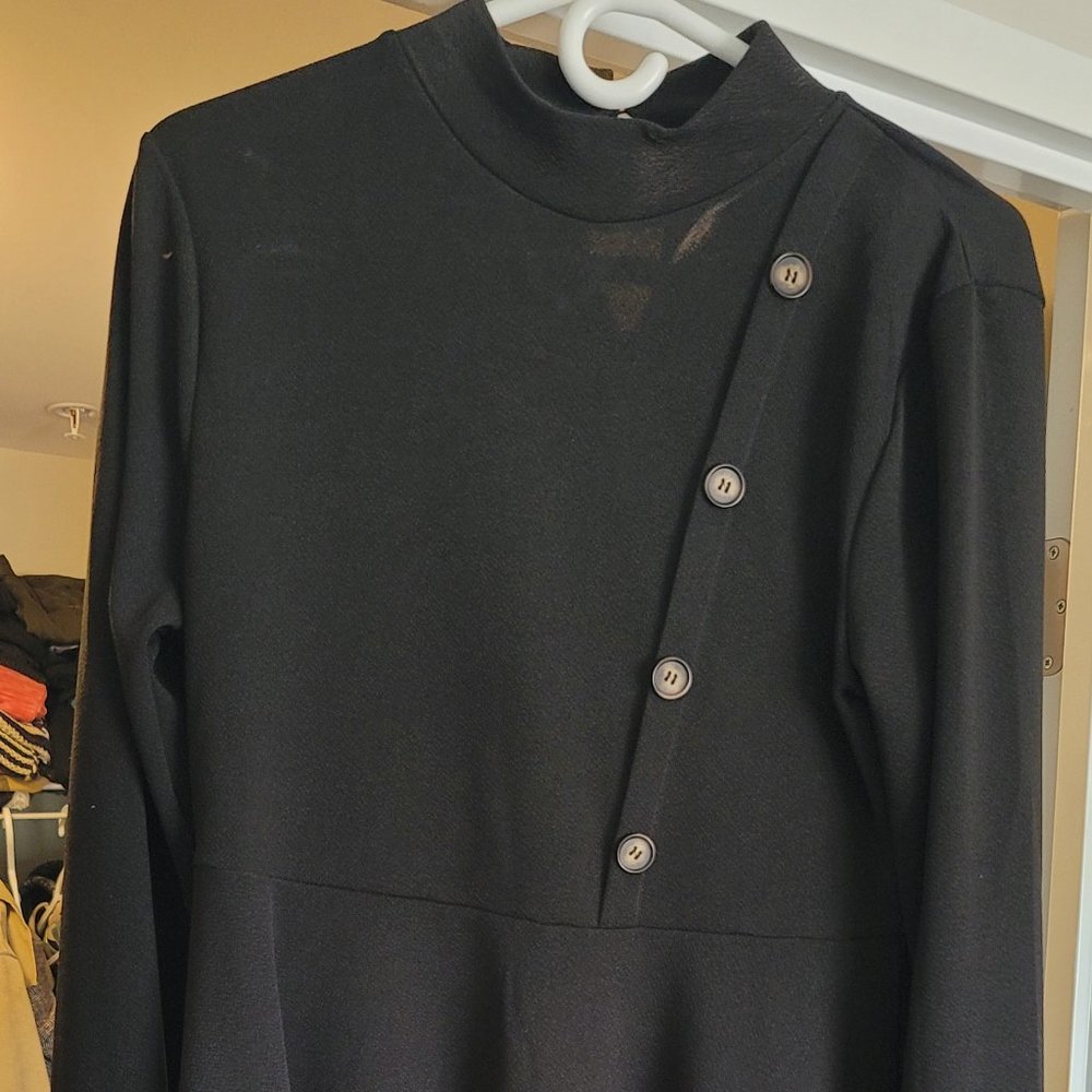 Black bell sleeved dress